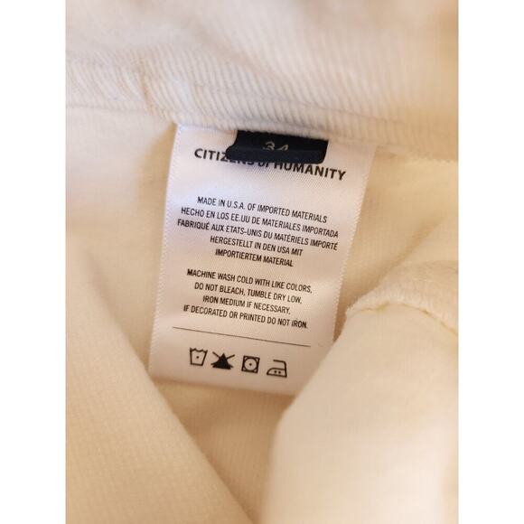 NWT Citizens of Humanity Agni Mid-Rise Utility Corduroy Pants Sz 34 White #8C414 - Picture 11 of 14